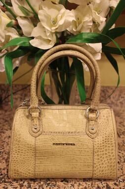 Judith Ripka Catherine Croco Embossed Leather Satchel bag purse (PU2000
